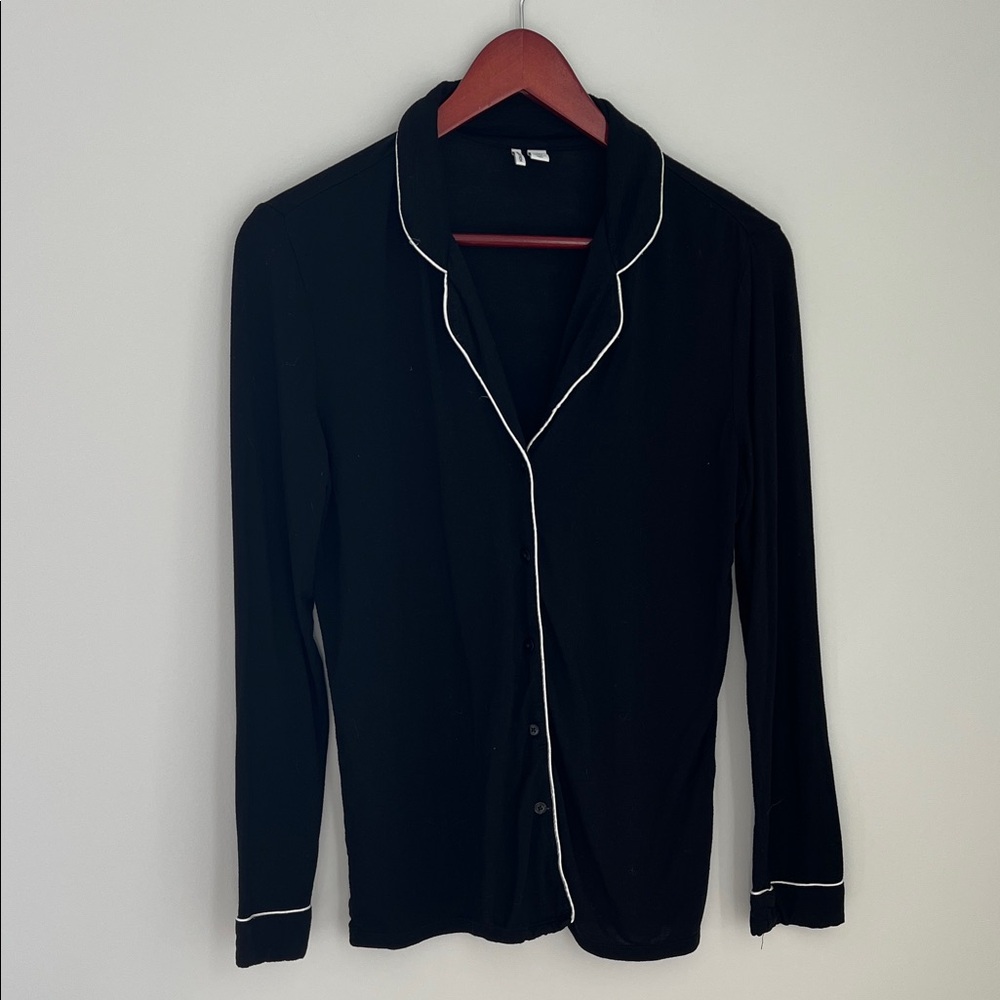Nordstrom Black Button Down Pajama Top Size S